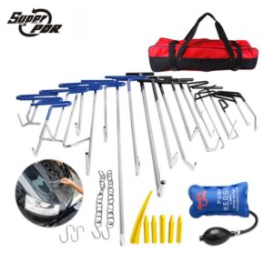 PDR rod set with a red carrying bag, protective accessories, and an inflatable wedge.
